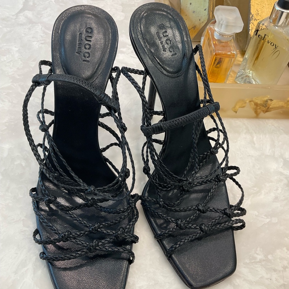Gucci strappy sandal heels, black, beautiful!, great condition, size 8.5 - Picture 8 of 15